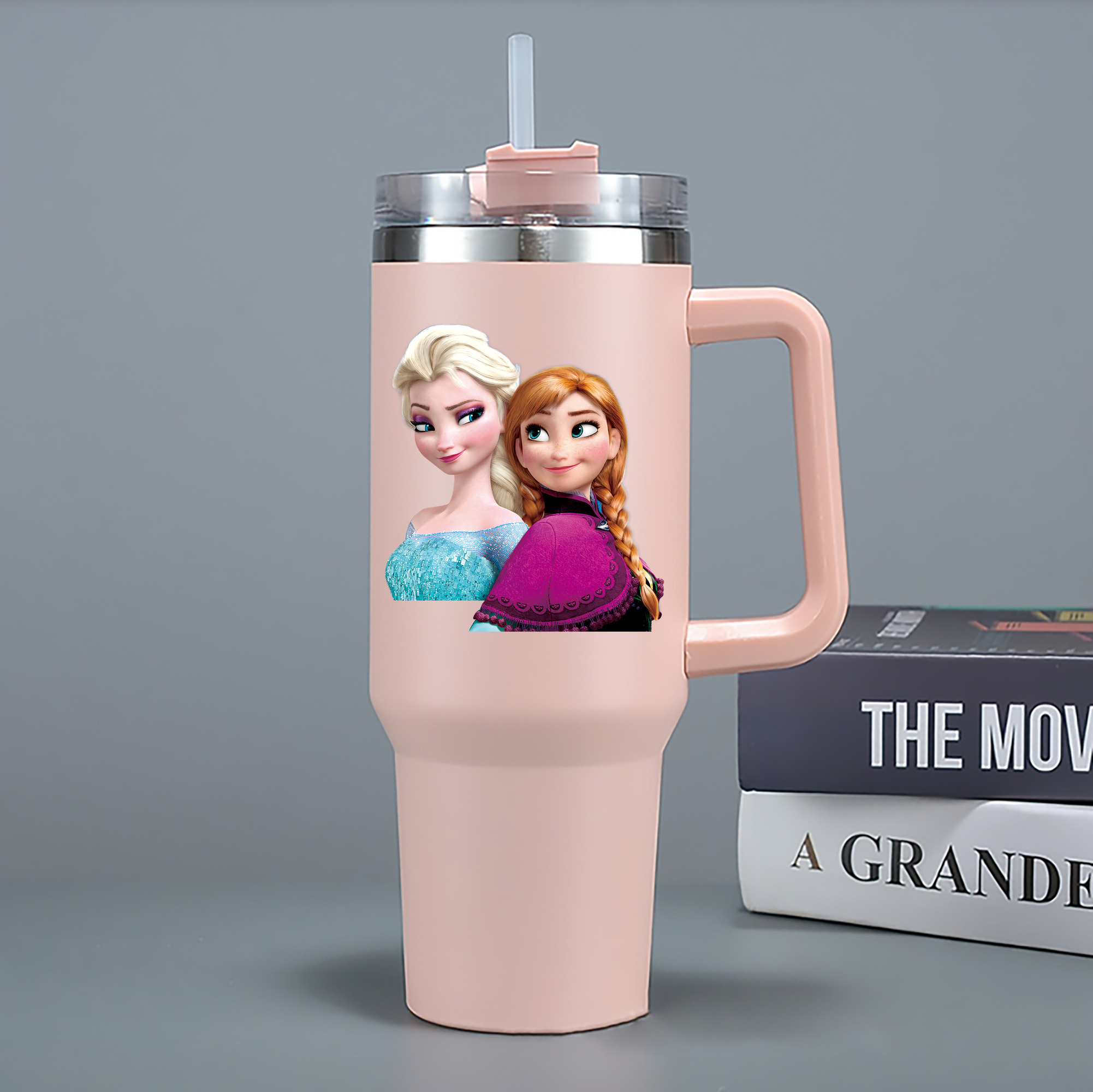 （画像用） アナと雪の女王 アンナ エルサ Frozen Anna Elsa 1200mL車用タンブラー - クリスタルステッカー（プラスチックストロー付き）